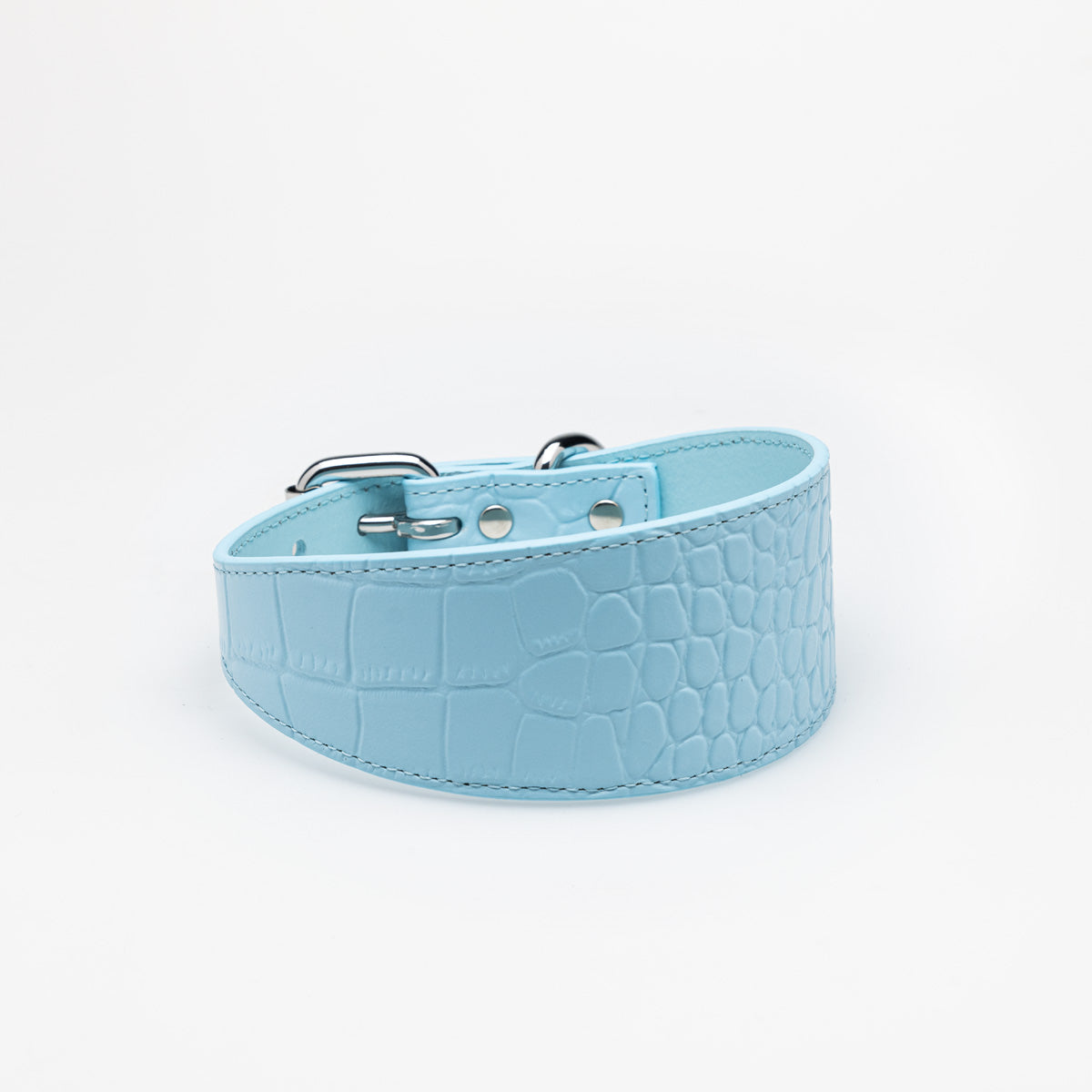Baby Blue Croco Hundehalsband Breit