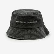 Schwarzer Denim-Eimerhut - Anti-Social Dog Owner