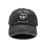 Schwarze Denim-Cap - Logo "Anti-Social Cat Owner" 