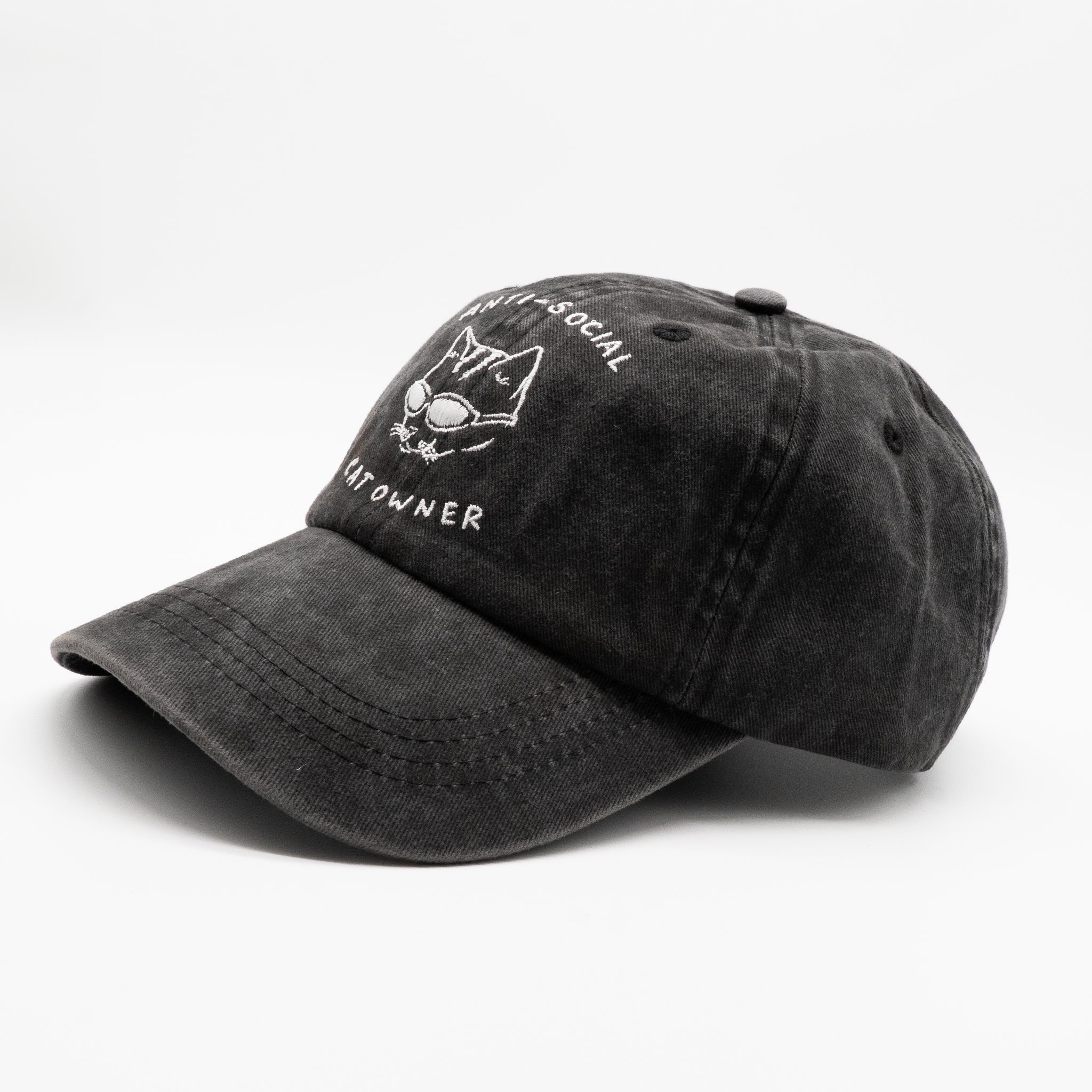 Schwarze Denim-Cap - Logo "Anti-Social Cat Owner" 