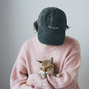 Schwarze Denim-Mütze - Katzenmama 
