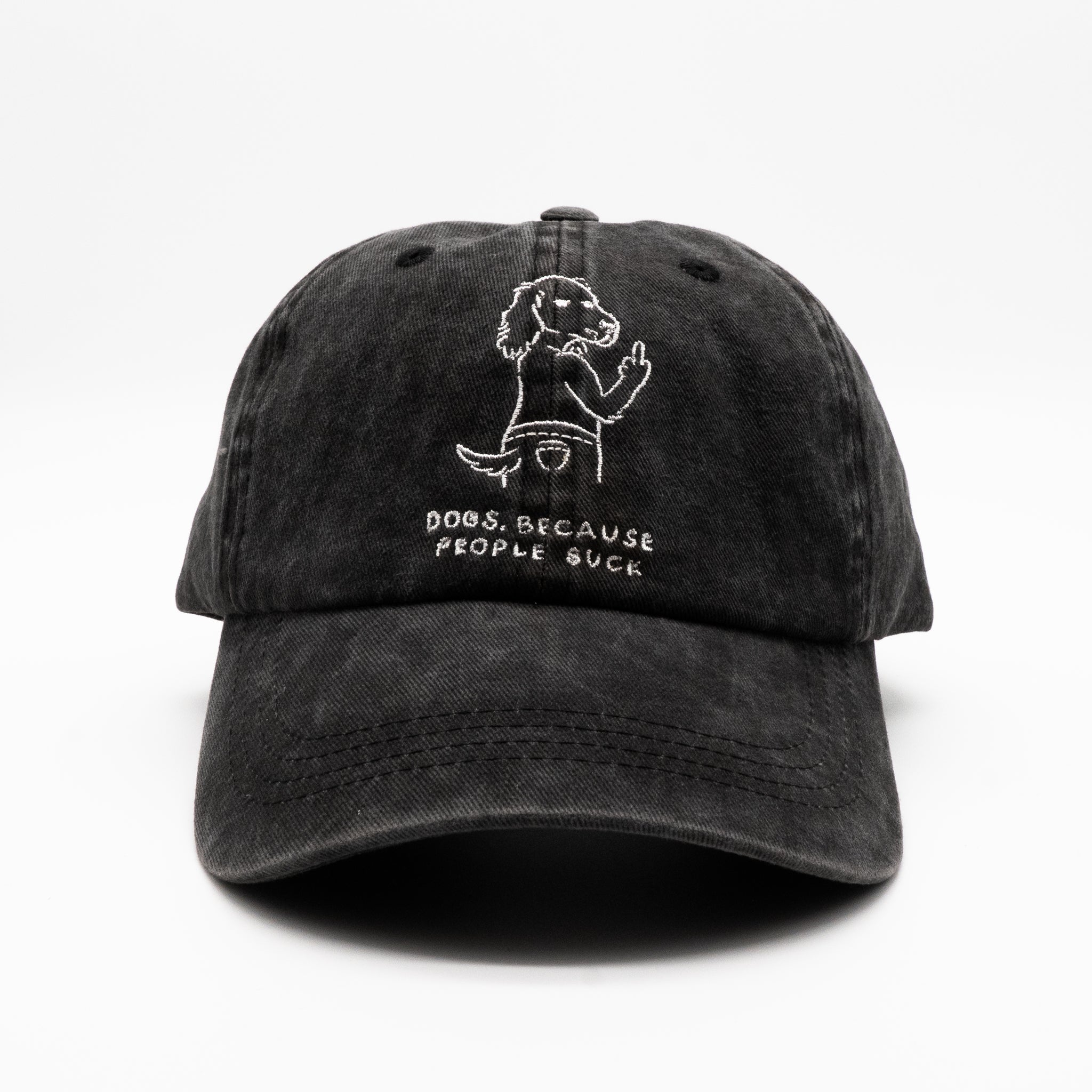 Schwarze Denim-Cap - Logo "Dogs. Because People Suck" 