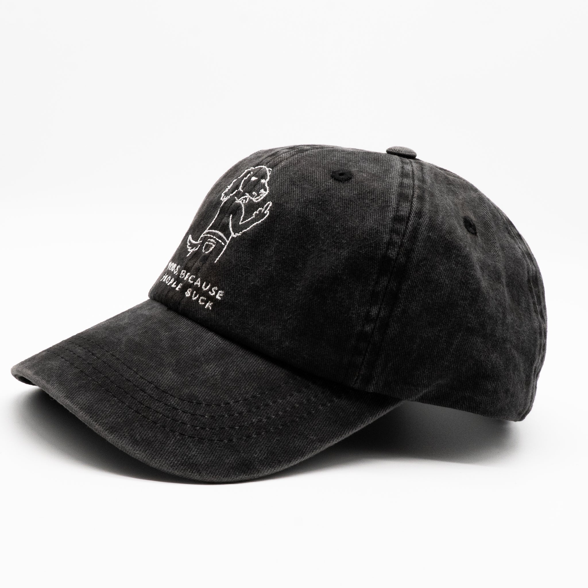 Schwarze Denim-Cap - Logo "Dogs. Because People Suck" 