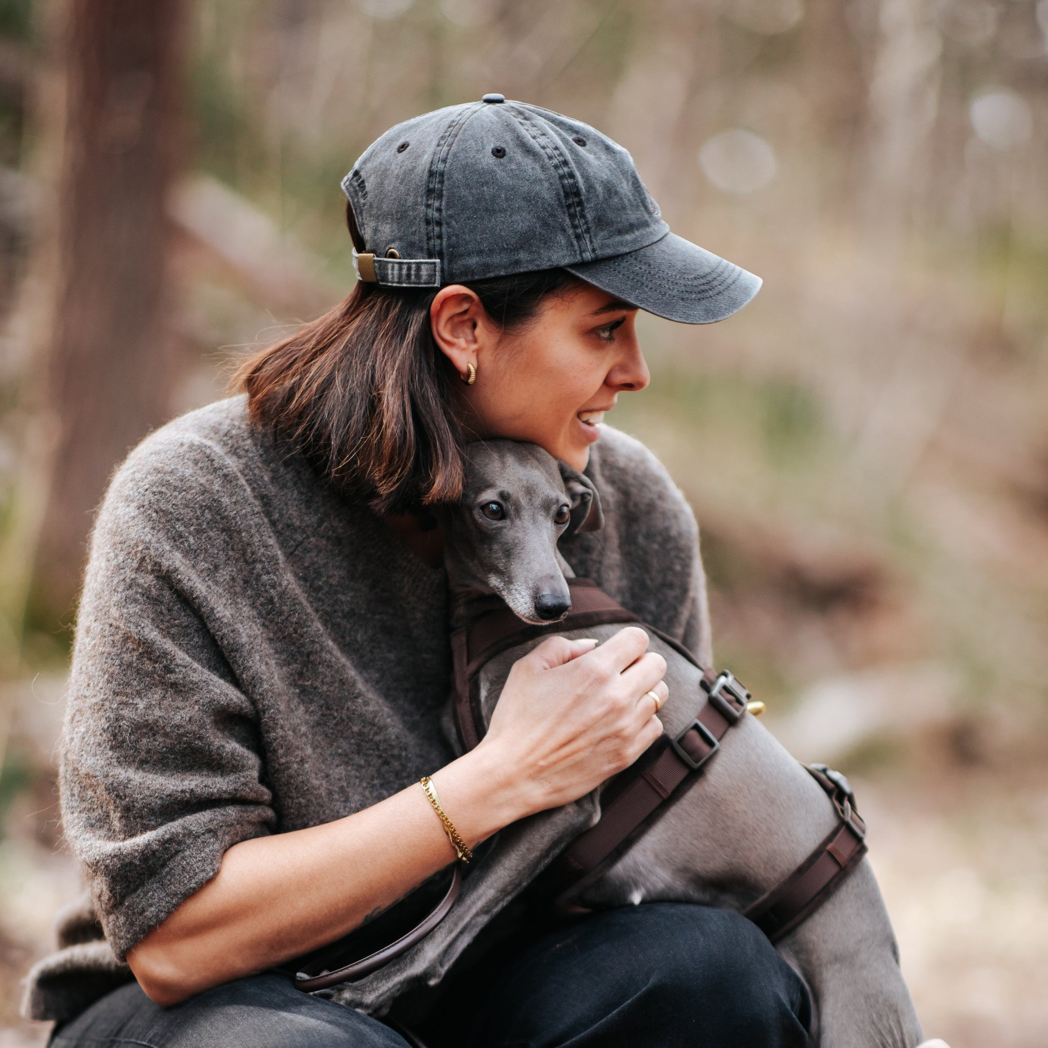 Schwarze Denim Cap - Windhund