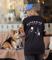 Schwarzes Langarm-T-Shirt - Dogs & Wine Make Everything Fine