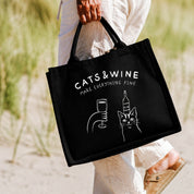 Black Premium Tote Bag - Cats & Wine Make Everything Fine