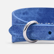 Blauer Denim Hundehalsband Breit