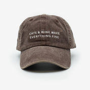Braune Denim Cap - Cats & Wine Make Everything Fine
