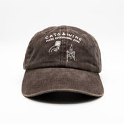 Braune Denim-Cap - Logo "Cats & Wine Make Everything Fine" 