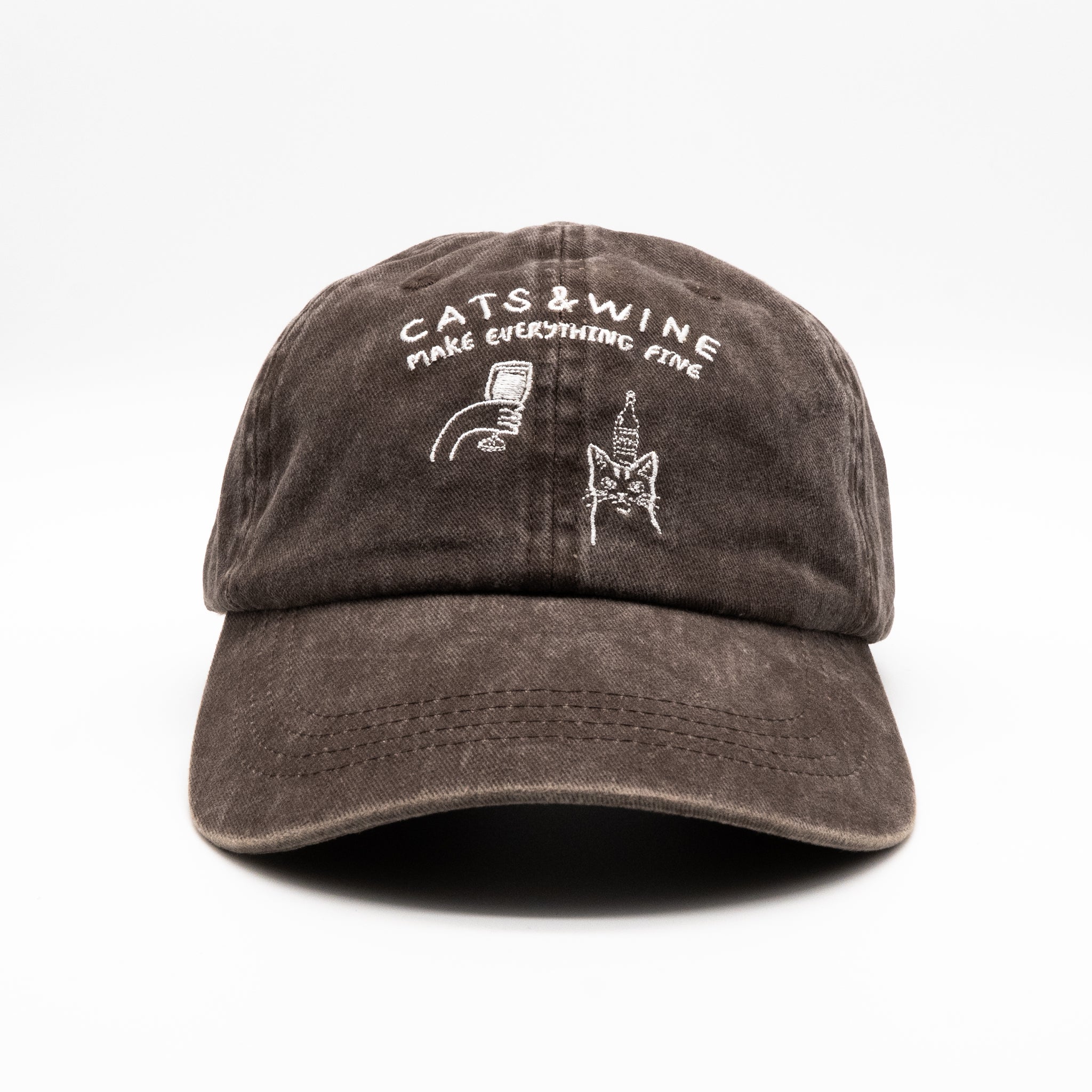 brown-denim-cap-cats-and-wine-make-everything-fine-logo-front.jpg