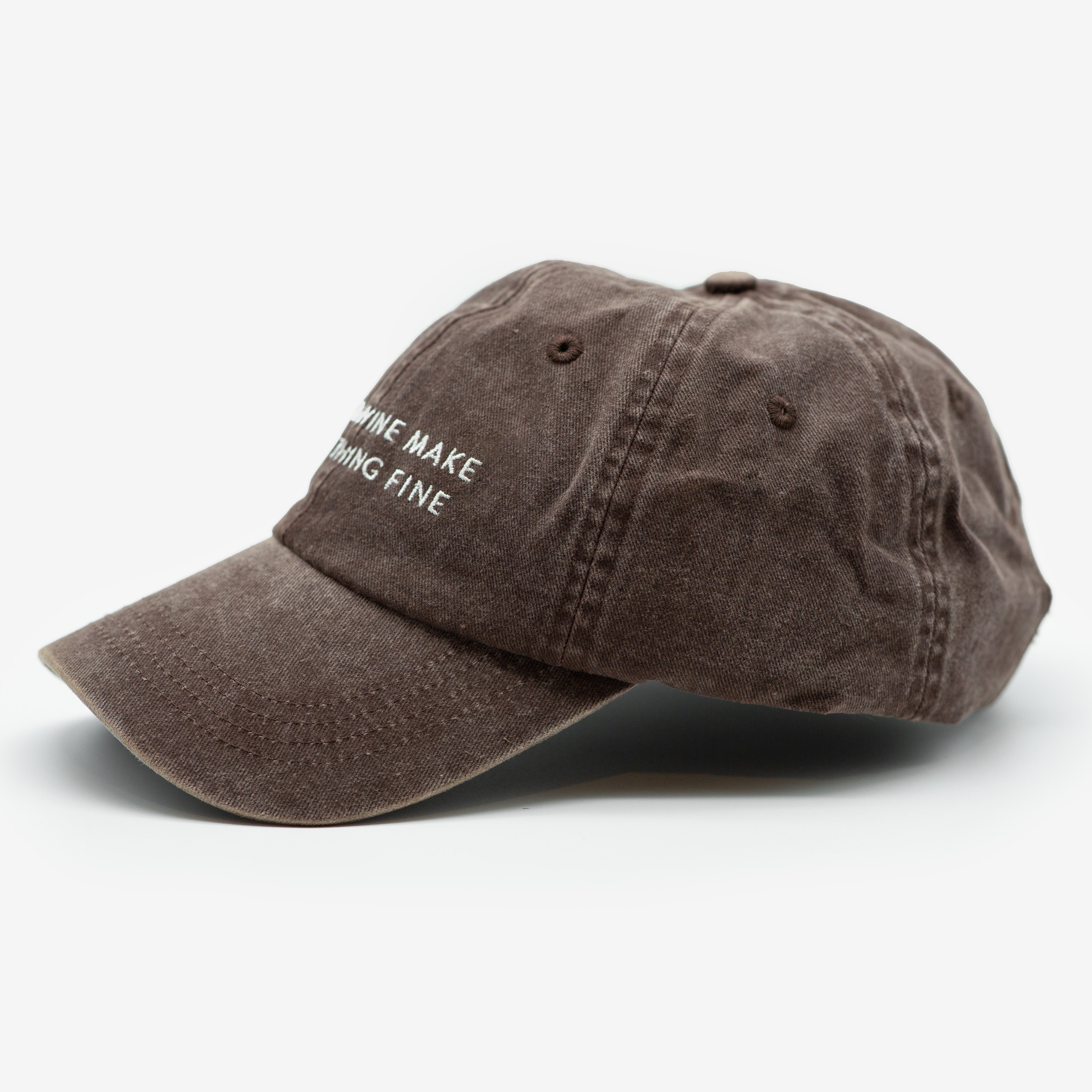 Braune Denim Cap - Cats & Wine Make Everything Fine