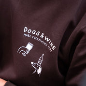Brown T-shirt - Dogs & Wine Make Everything Fine
