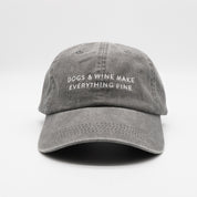 Graue Denim-Cap - Dogs & Wine Make Everything Fine 
