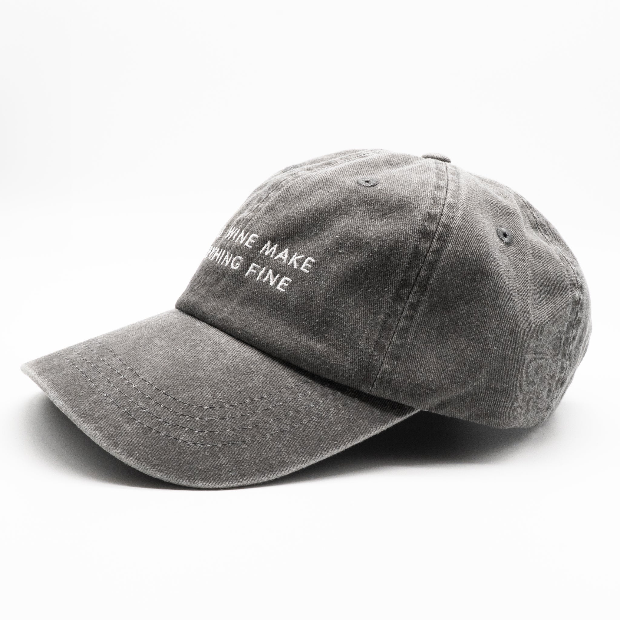 Graue Denim-Cap - Dogs & Wine Make Everything Fine 