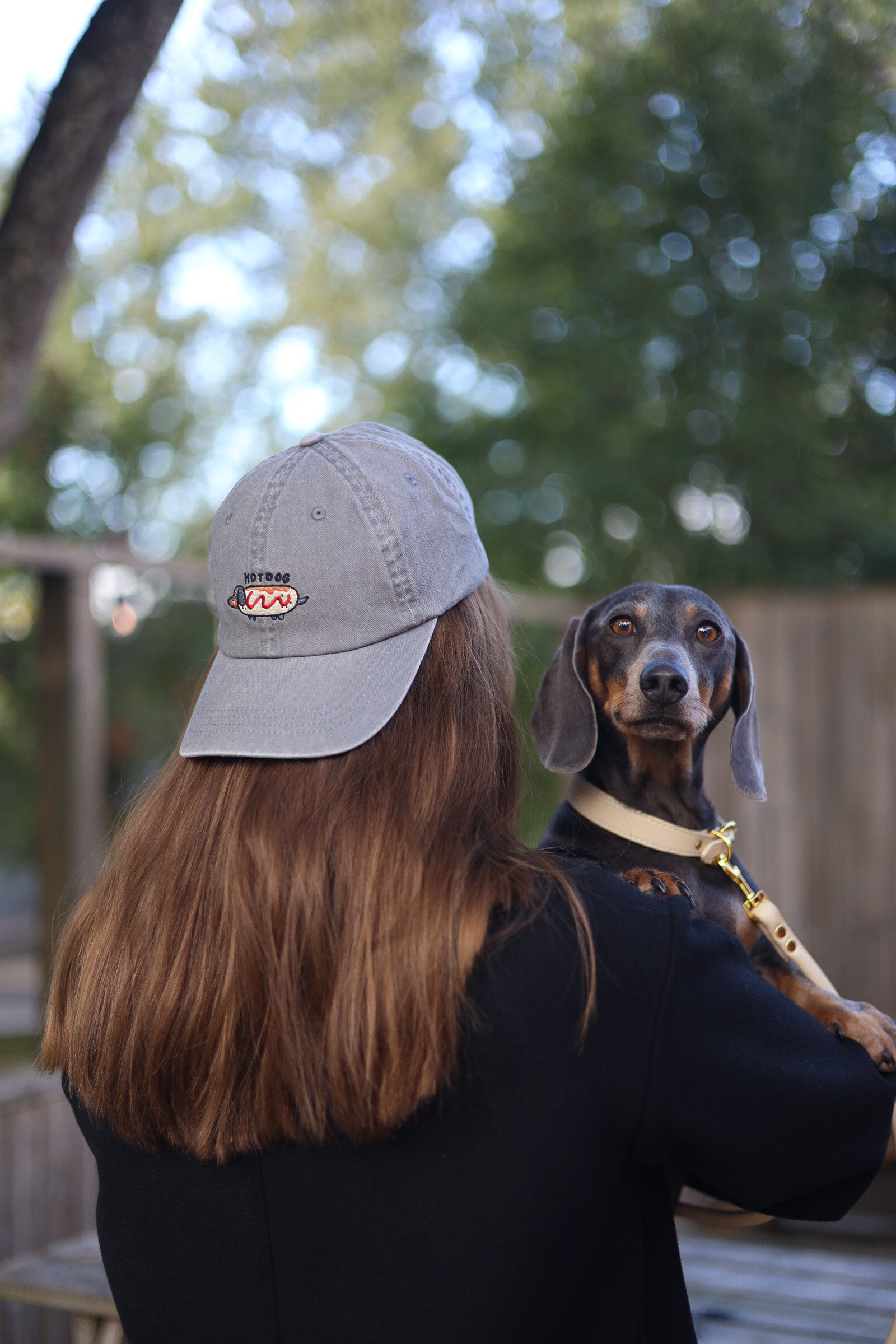 Graue Denim Cap - Hot Dog