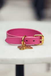 Heißrosa Hundehalsband Dünn