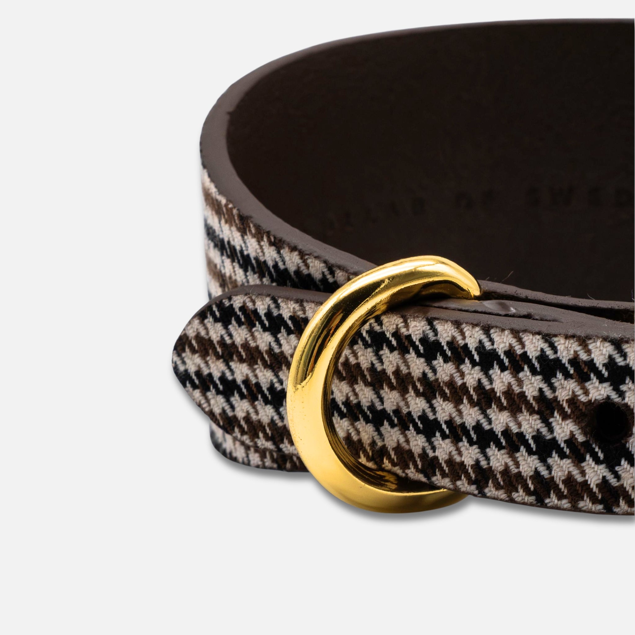 Beiges Hahnentrittmuster Hundehalsband Breit