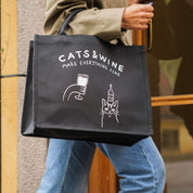 Black Premium Tote Bag - Cats & Wine Make Everything Fine